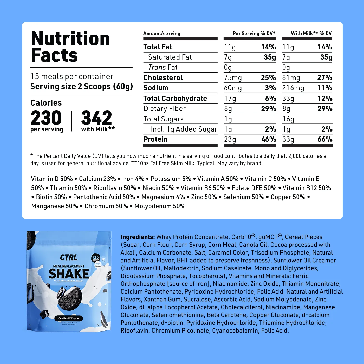 Cookies N' Cream - Meal Replacement Shake (2lbs) - Image 4